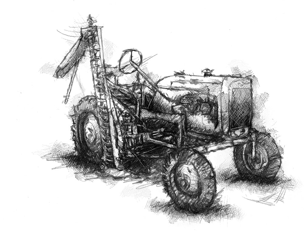 Another of my old tractor sketches with mower this time 804 © art, drawing,...